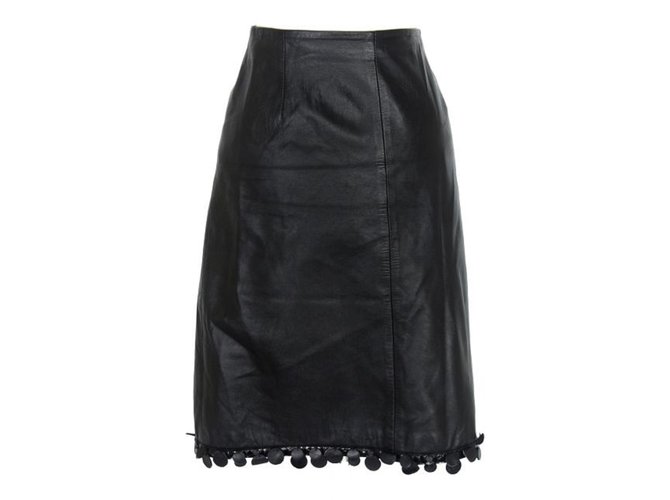 Autre Marque Fabrizio Corsi Leather Skirt Nero Agnello Pelle  ref.51979