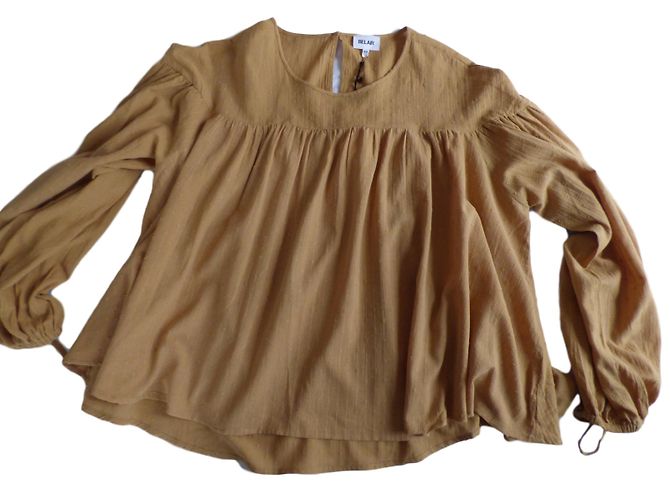 Top Bel Air Taz in cotone senape e marrone chiaro