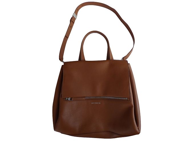 Bolsa de ombro Givenchy Pandora em couro marrom Caramelo