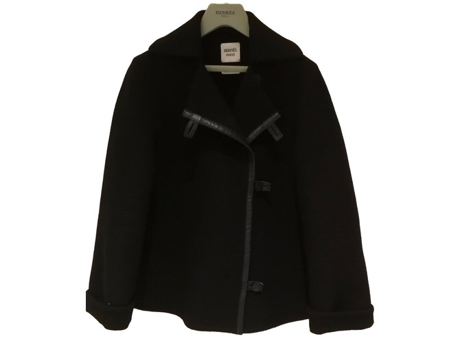 Hermès Coats, Outerwear Black Cashmere  ref.52061