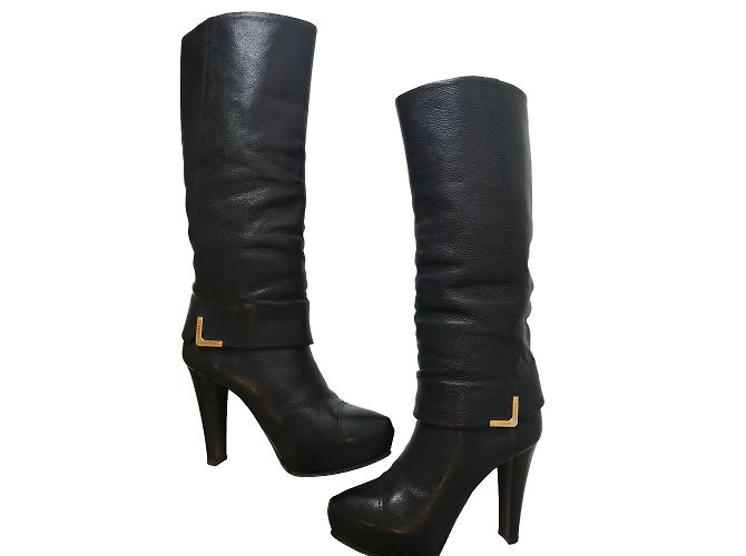 Botas Louis Vuitton de piel negra 37.5 Negro