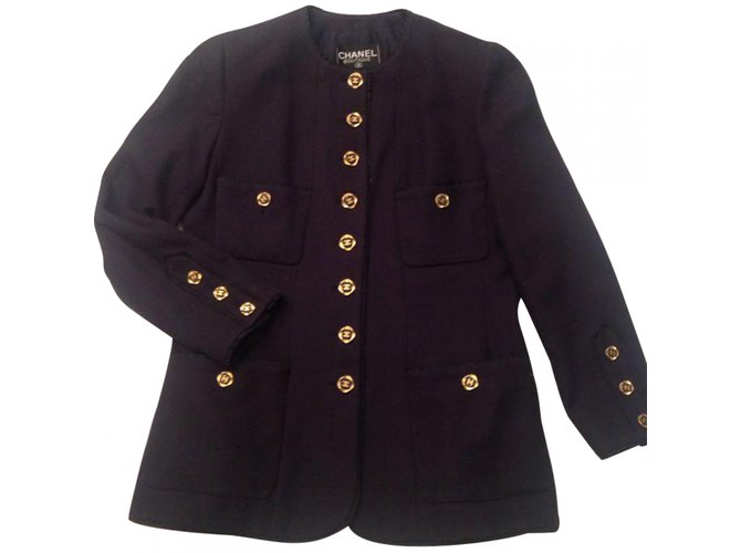 Chanel Jacket Navy blue Cotton  ref.52182