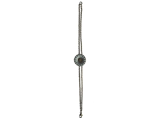 Georg Jensen Pulseira de margarida de design clássico Branco Dourado