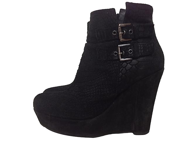 The Kooples Ankle Boots Black Suede  ref.52393