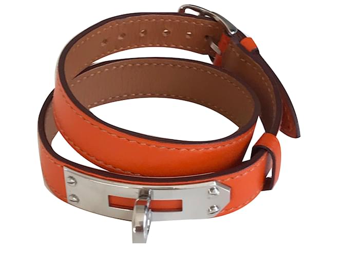 Kelly Bracelet Hermès Cuir Orange  ref.52399