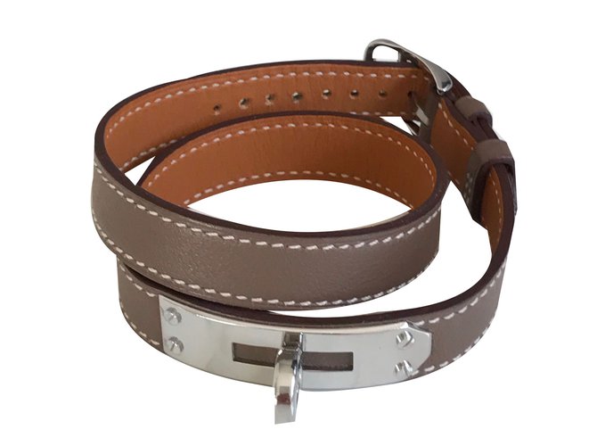 Kelly Hermès Armbänder Grau Leder