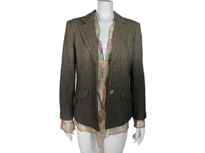 Autre Marque Veste Yuki Torii Brown White Wool  ref.52447