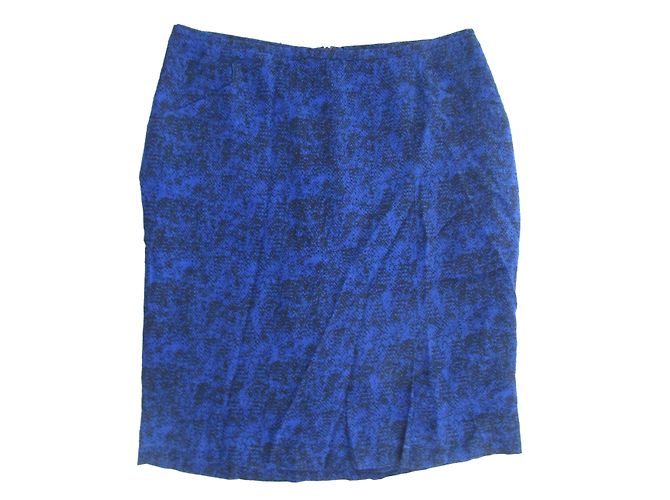 Saia lápis estampada CAROLL azul e preta em viscose Preto
