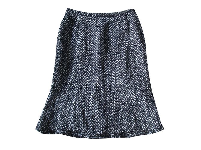 Gerard Darel Woll Tweed Rock Schwarz Weiß