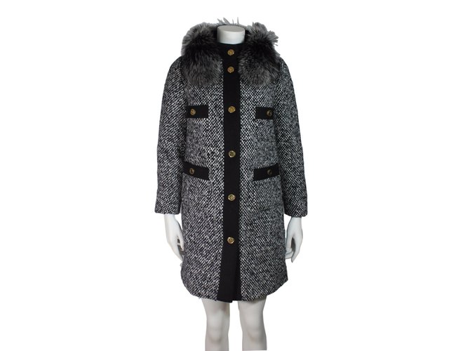 Moncler Loth tweed coat Polyester Laine  ref.52585