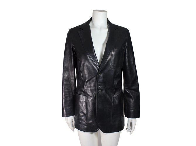 Prada Leather jacket Black  ref.52586