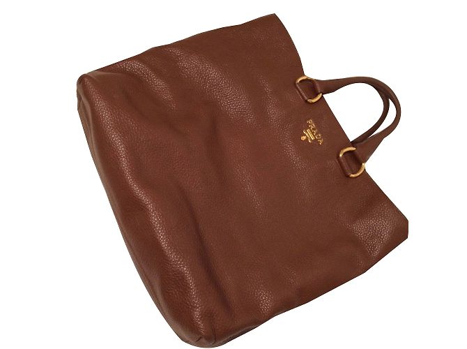Bolsa de mão Prada Vitello Daino em couro marrom escuro Castanho escuro