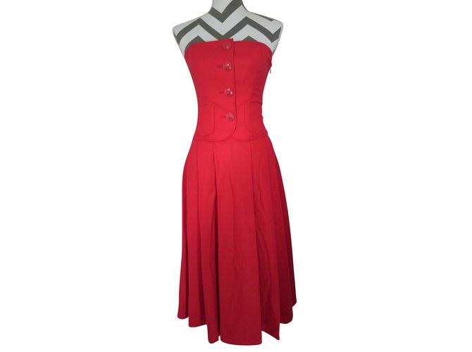 red wool dress
