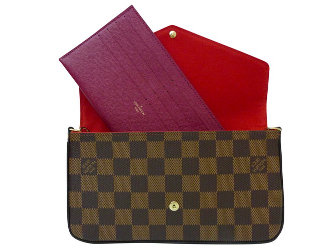 Louis Vuitton Clutch bags Dark brown Leather Cloth  ref.52726