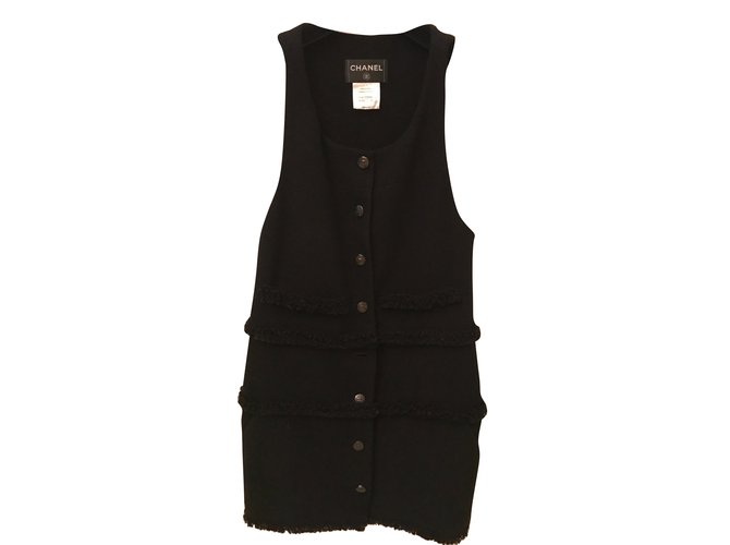 Chanel Dress Black Silk Wool Polyamide  ref.52748