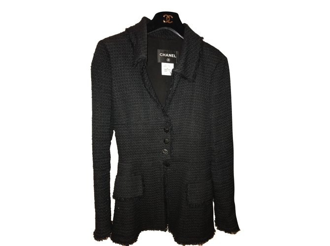 Chanel Jackets Black Cotton Polyamide  ref.52753