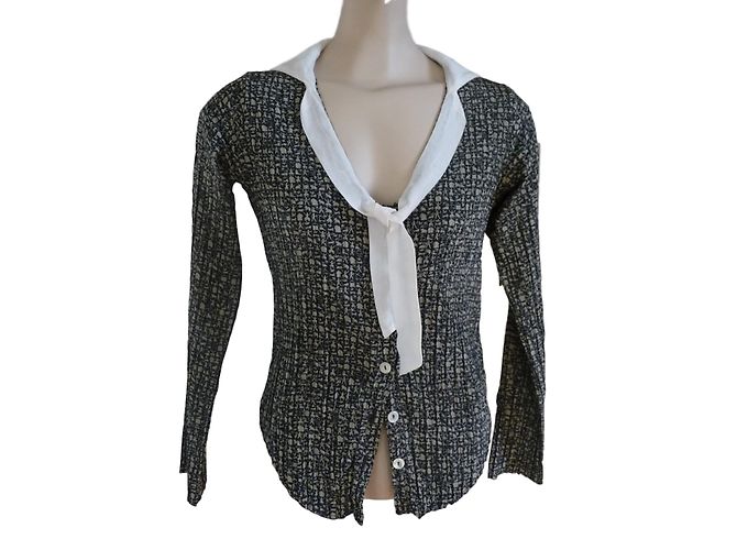 Cotélac Shirt Gray Black Pattern Polyester 36FR Multiple colors