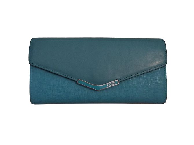 Fendi Ledergeldbörse Türkis