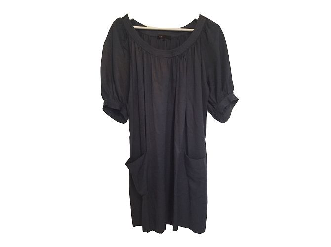 Vestido Maje de viscose azul com mangas balão