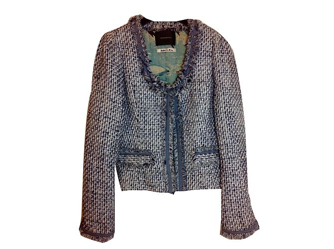 Maison Scotch Giacca di tweed blu e bianca