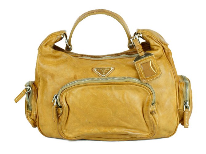 Prada Handbags Mustard Leather  ref.53020