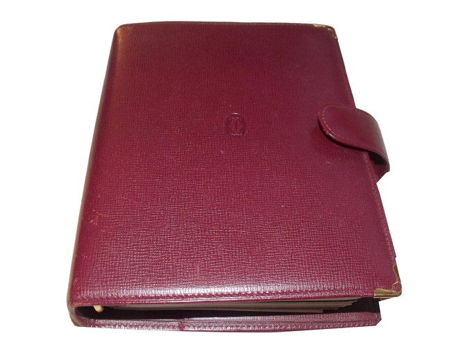 Cartier Agenda case Dark red Leather  ref.53052