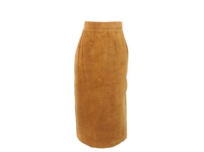 Hermès Hermes High Waist Pigskin Suede Leather Skirt Brown  ref.53169