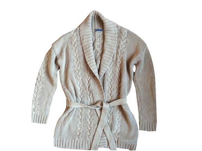 Petit Bateau Lange Strickjacke Caramel Baumwolle Karamell