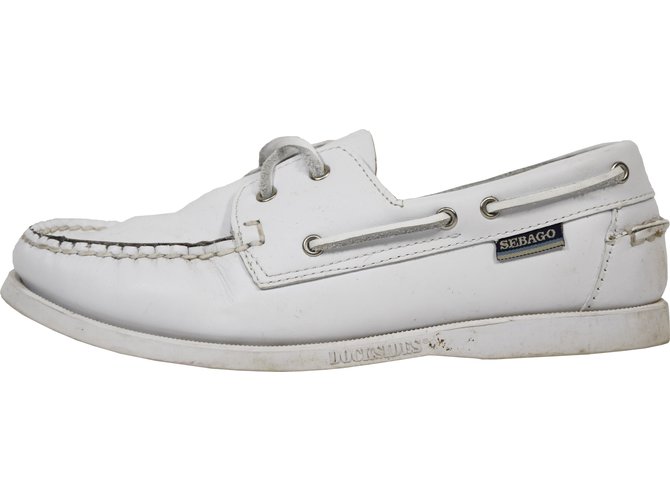 sebago docksides white