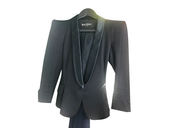 Chaqueta Balmain negra de seda y algodón Negro