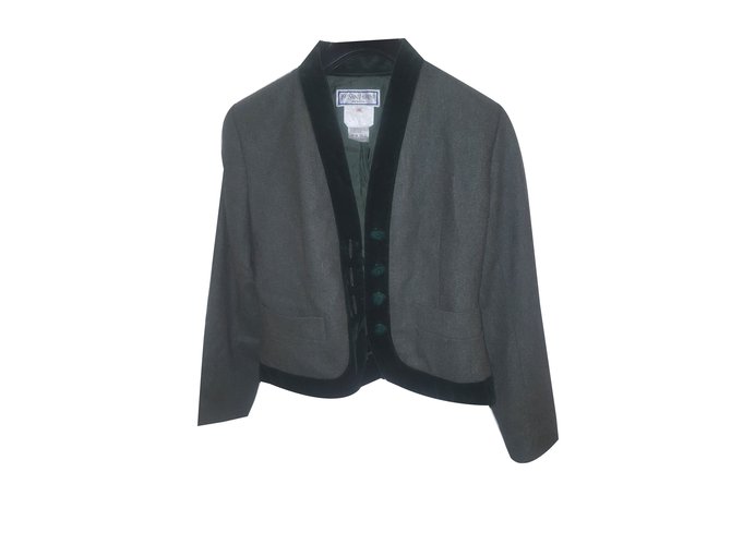 Yves Saint Laurent Jacket and trousers Green Wool  ref.53299