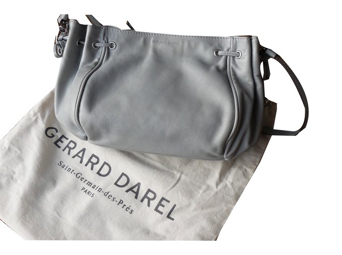 Gerard Darel Mini 24 h Handbag Blue Leather  ref.53319