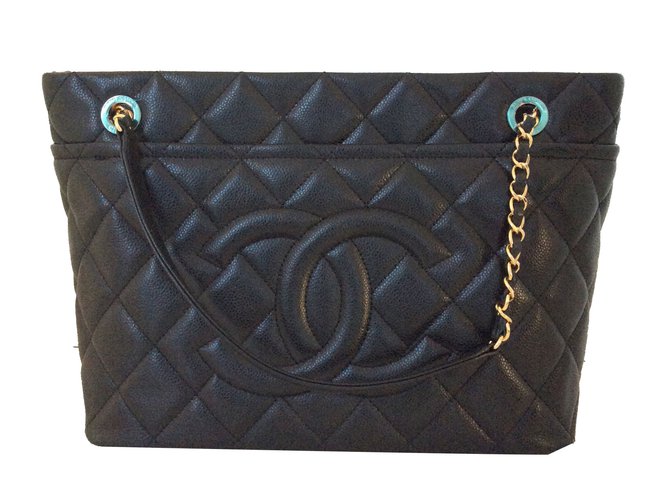 Chanel Grand shopping Black Leather  ref.53324