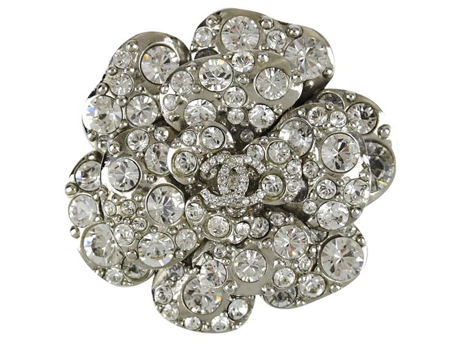 Chanel Camelia Brooch and Silvery  ref.53523