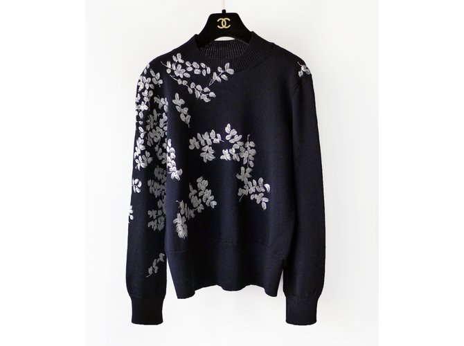 Midnight Dries Van Noten floral Runway Sweater Blue Wool  ref.53547