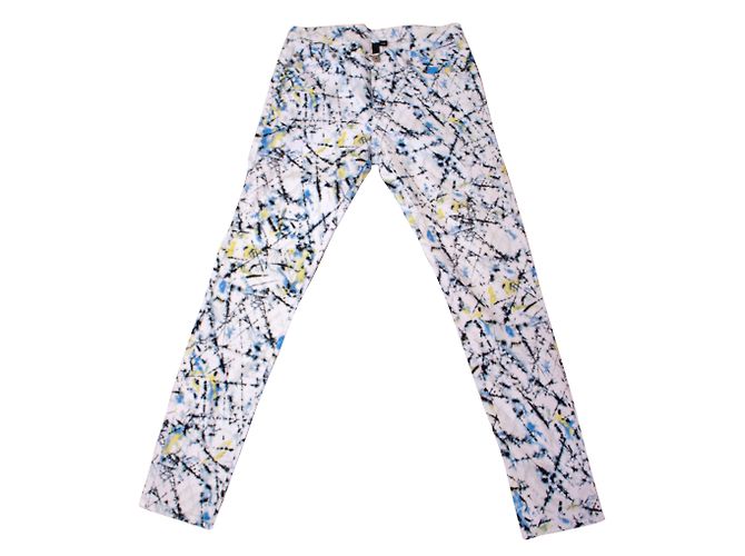 Autre Marque Vaqueros Edun Blancos de Algodón con Estampado Jackson Pollock Talla 27 Multicolor Crudo