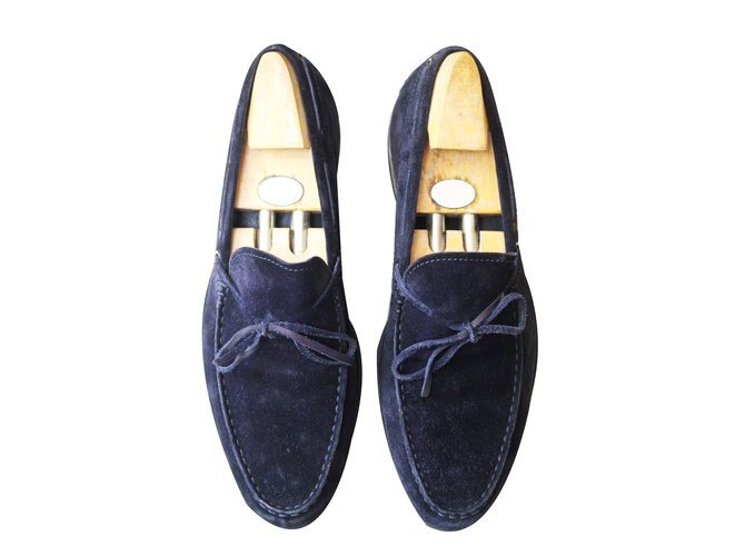 navy blue slip on loafers