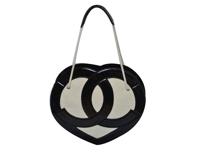 Chanel Bolso logo logo CC Negro Beige