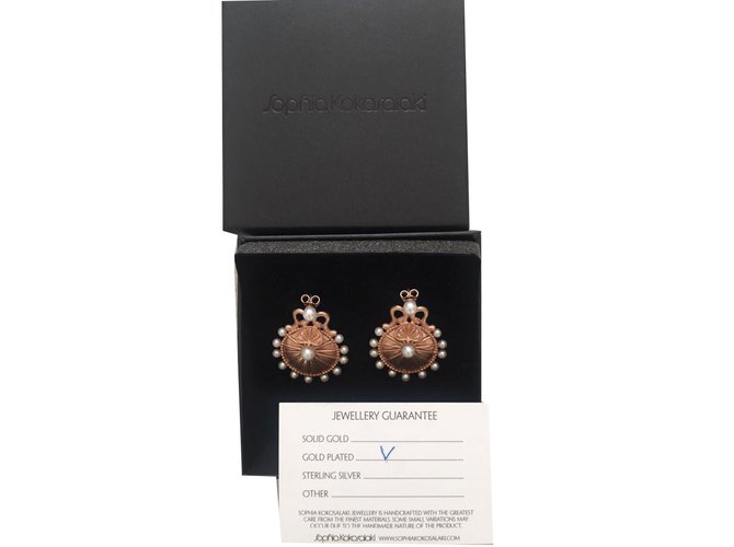 Autre Marque Earrings Golden Pearl Gold-plated  ref.53760