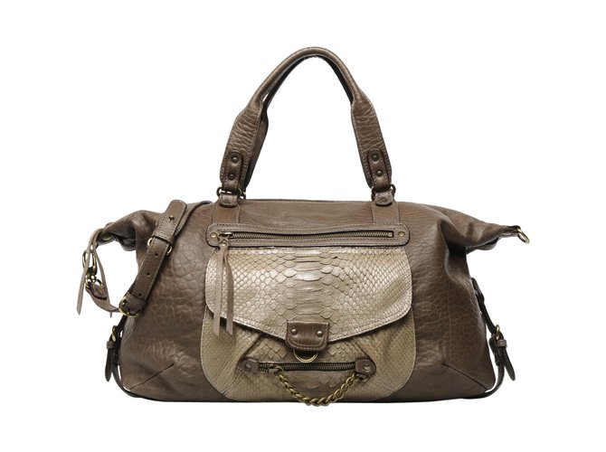 Abaco Handbags Khaki Leather Python  ref.53833