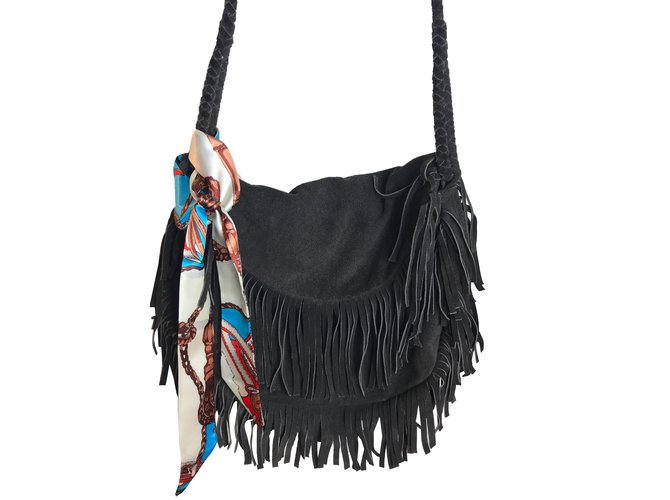 sac a main daim franges