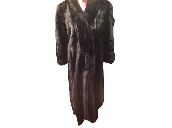 Autre Marque long coat of mink pure leather Black Fur  ref.53881