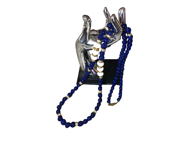 Collana Christian Dior Perle in Vetro Blu Lapis Lazuli