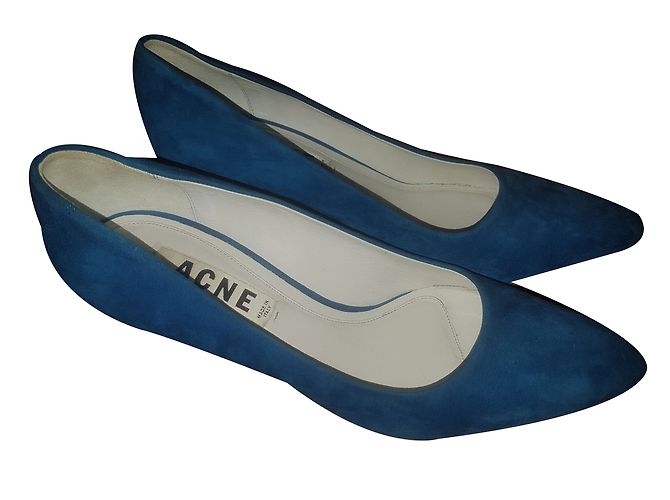 Acne Blue Suede Low Heels