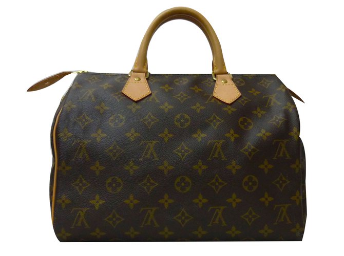 Louis Vuitton Speedy 30 Monogram Brown Leather Cloth  ref.53928