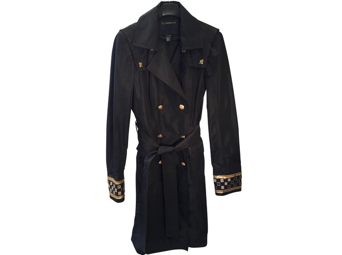 Roberto Cavalli Trench coat Black Polyester  ref.53942