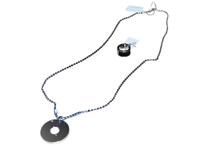 Set Collana e Anello Calvin Klein Nero Argentato Acciaio Argento