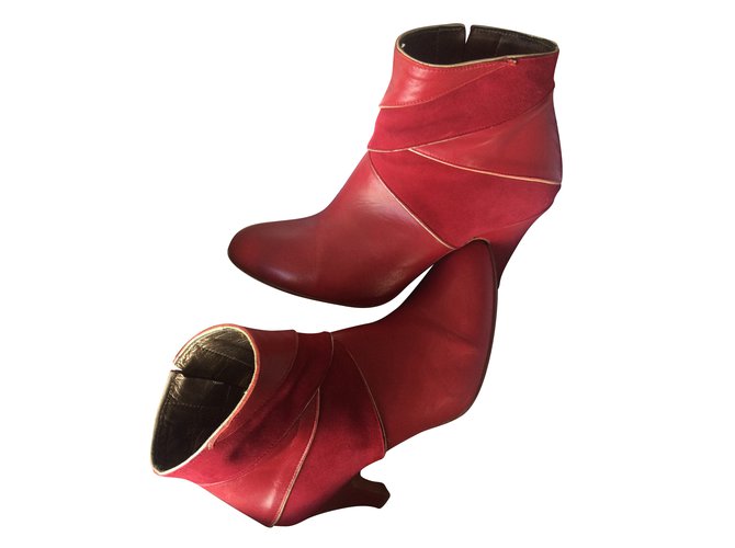 Patricia Blanchet Ankle Boots Red Leather  ref.53973
