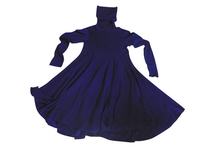 Vestido de cola de pescado de lana Issey Miyake Azul  ref.54006
