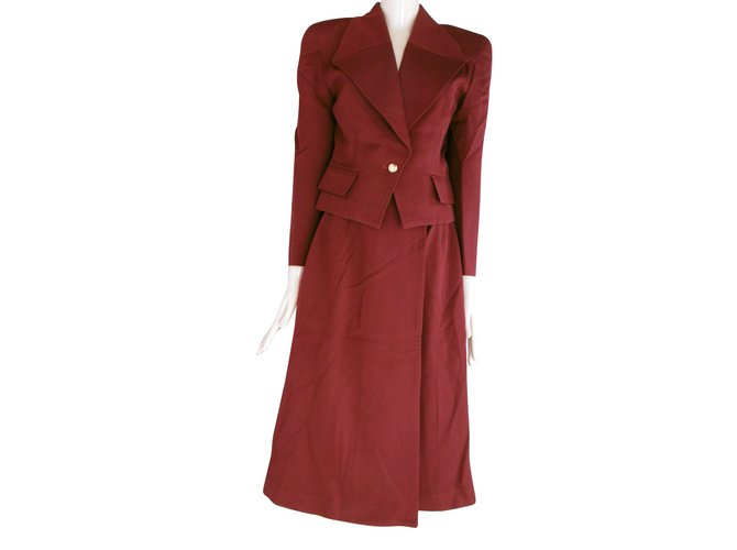 Balenciaga Wool Jacket and  Wrap Skirt Suit Dark red  ref.54021
